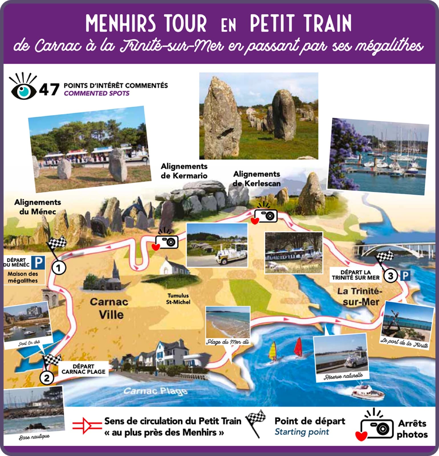 Carte du parcours du Petit Train de Carnac — cliquer pour agrandir